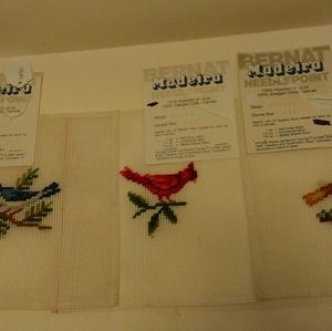 PRICE D3 !! 3 Madeira needle point canvases. Birds are finished.